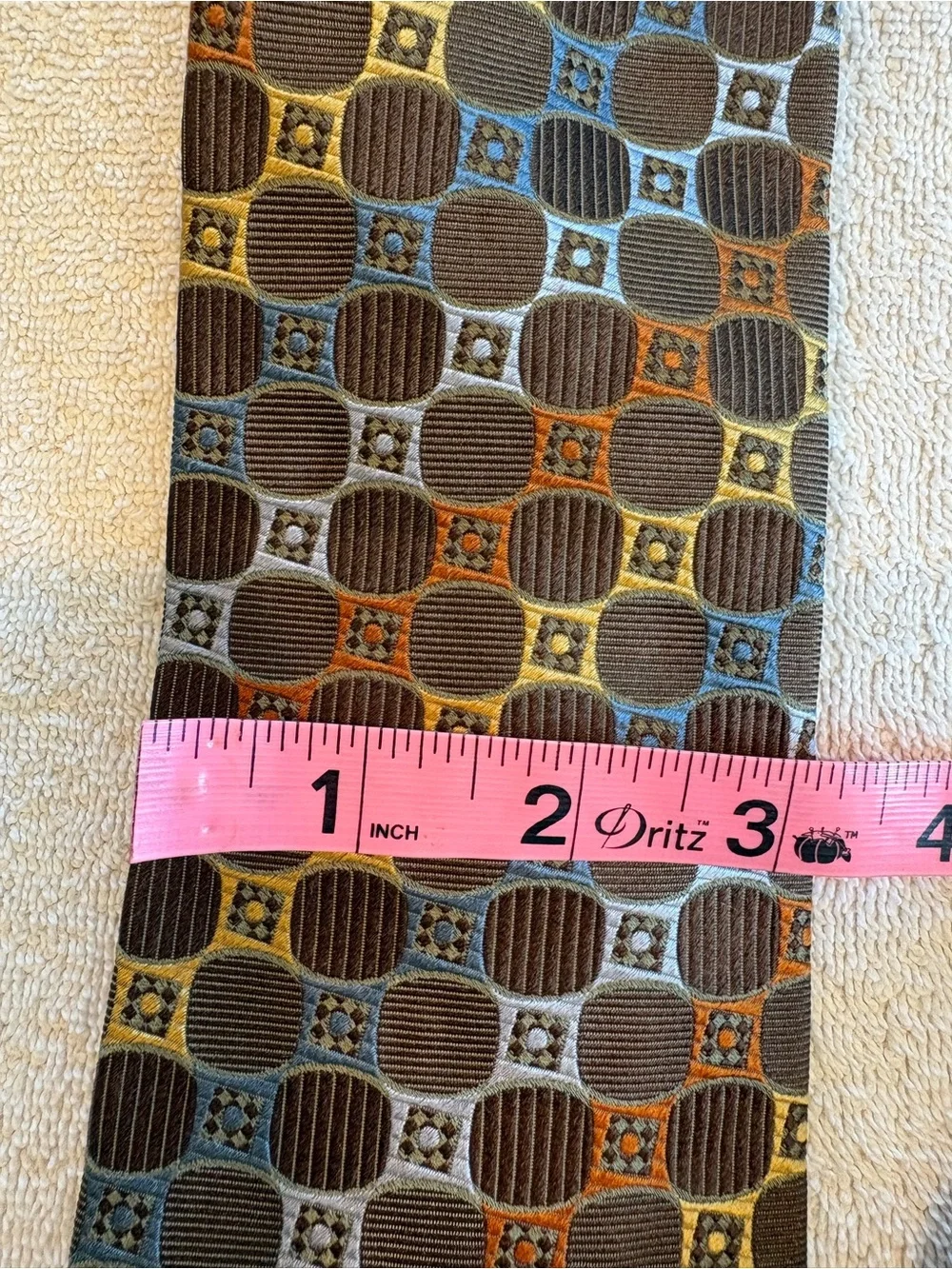 XMI Platinum Brown Geometric Italian Silk Handmade USA Tie